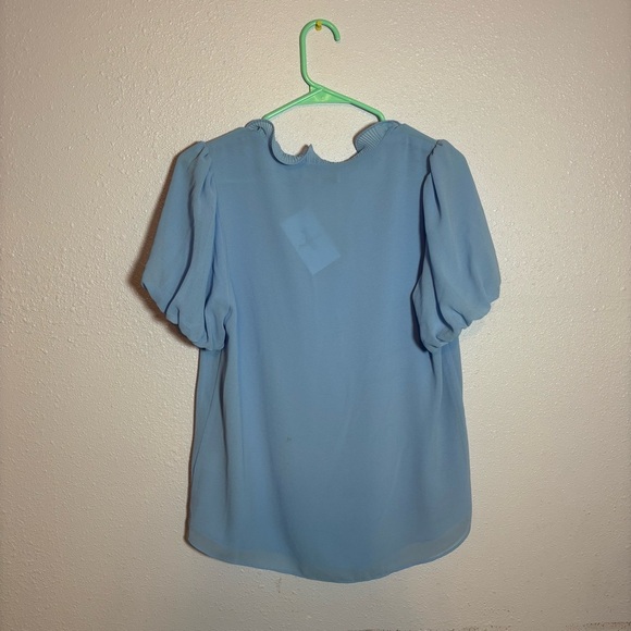 Naked Zebra Sky Blue Ruffle Blouse - Picture 2 of 3